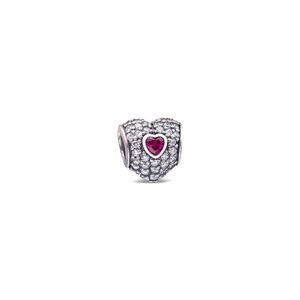 PANDORA In My Heart Charm - Clear CZ & Synthetic Ruby -